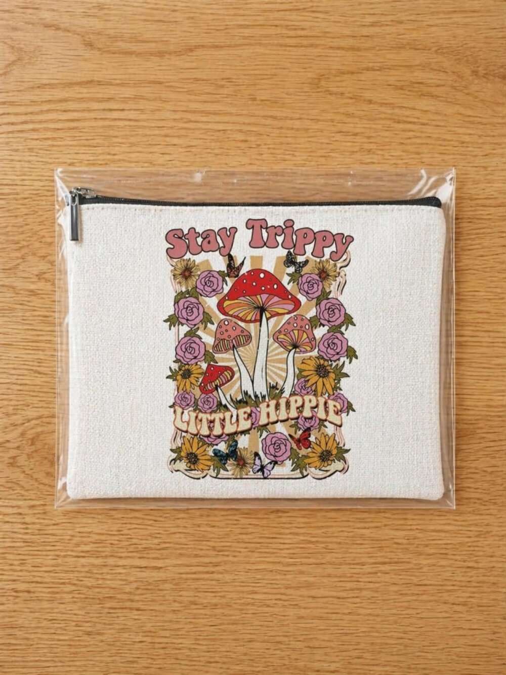 NEW Stay Trippy Little Hippie Cute Makeup Bags Cosmetics Pouch